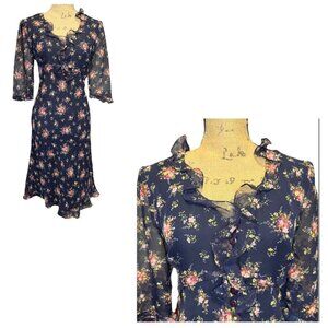 Womens Ditsy Floral Y2K Babydoll Midi Dress Coquette Fairy Feminine Whimsigoth 8